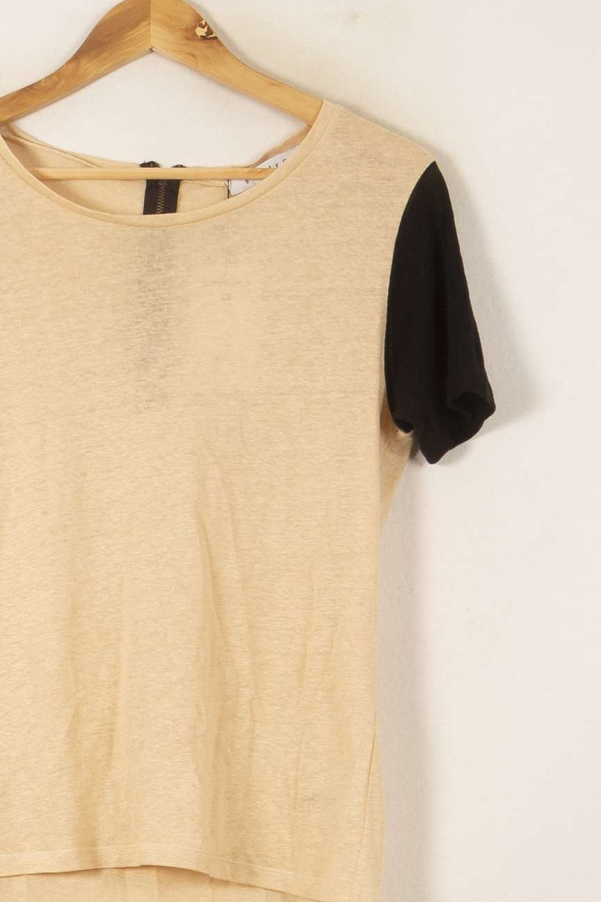 Tee-shirt Beige et Noir - Taille M/38 de la marque Sandro | PLY1164 - Vendu par Paradigme - Image 3