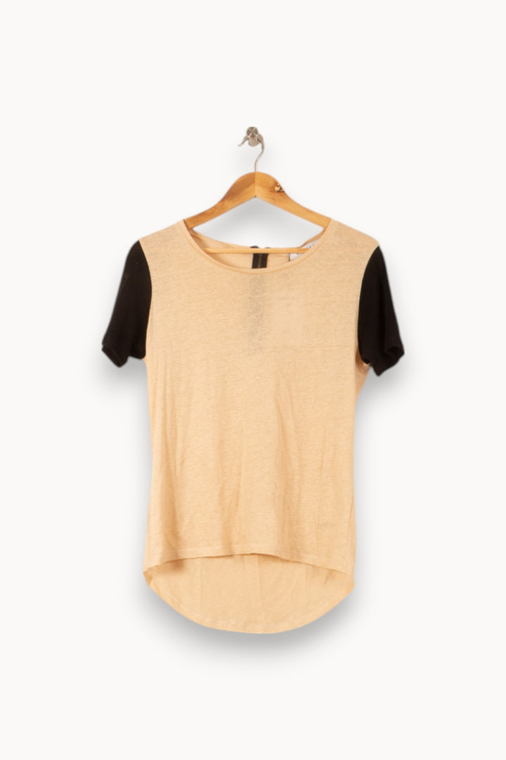 Tee-shirt Beige et Noir - Taille M/38 de la marque Sandro | PLY1164 - Vendu par Paradigme - Image 2