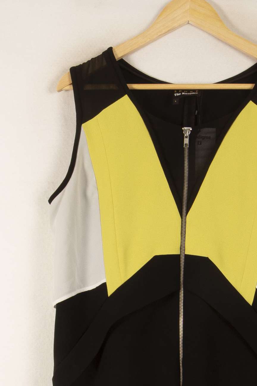 Robe Courte Noire Jaune et Blanche - Taille L/40 de la marque The Kooples - Sport | PLY1181 - Vendu par Paradigme - Image 3