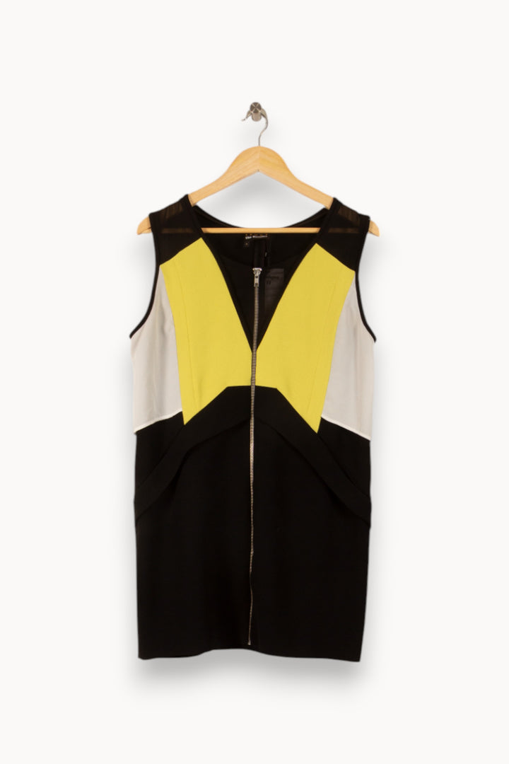 Robe Courte Noire Jaune et Blanche - Taille L/40 de la marque The Kooples - Sport | PLY1181 - Vendu par Paradigme - Image 2