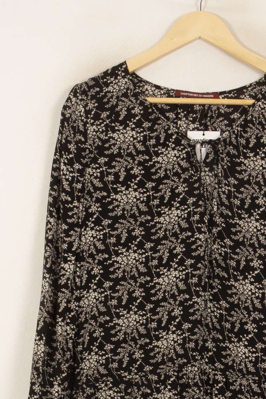 Robe Fleurie Noire et Blanche - Taille L/40 de la marque Comptoir des Cotonniers | PLY1197 - Vendu par Paradigme - Image 3