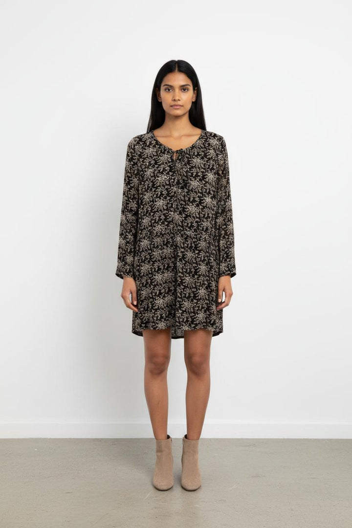 Robe Fleurie Noire et Blanche - Taille L/40