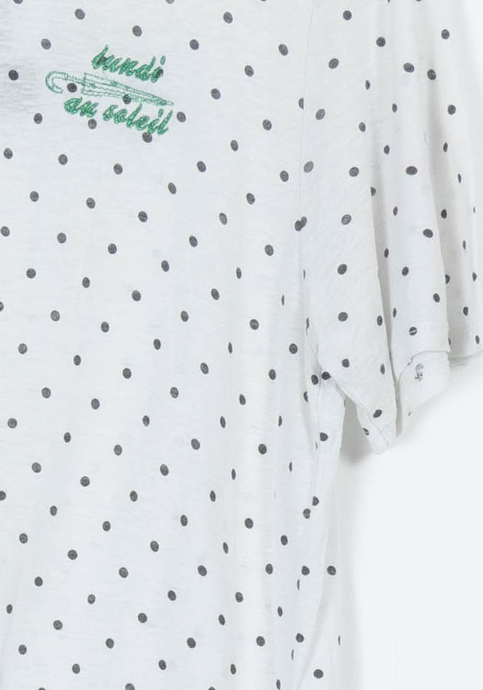 T-shirt blanc à motif - Taille S/36 de la marque Maje | PLY1218 - Vendu par Paradigme - Image 3