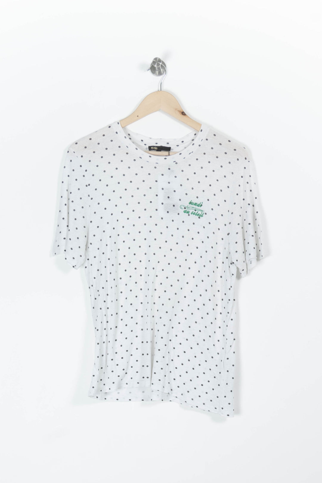 T-shirt blanc à motif - Taille S/36 de la marque Maje | PLY1218 - Vendu par Paradigme - Image 2