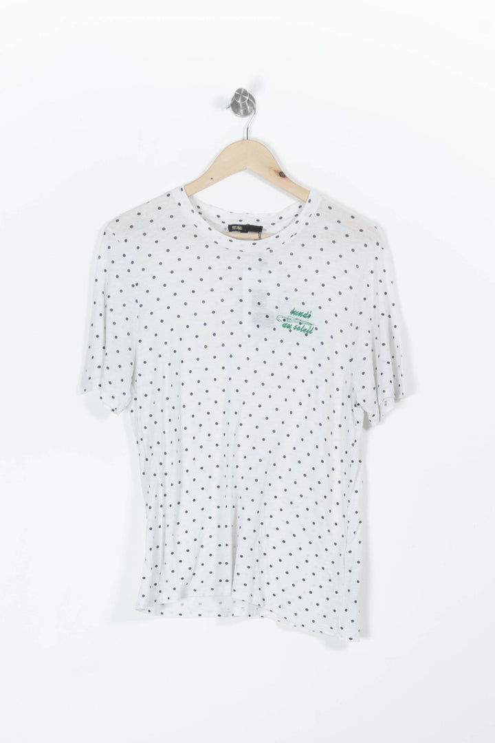 T-shirt blanc à motif - Taille S/36 de la marque Maje | PLY1218 - Vendu par Paradigme - Image 2