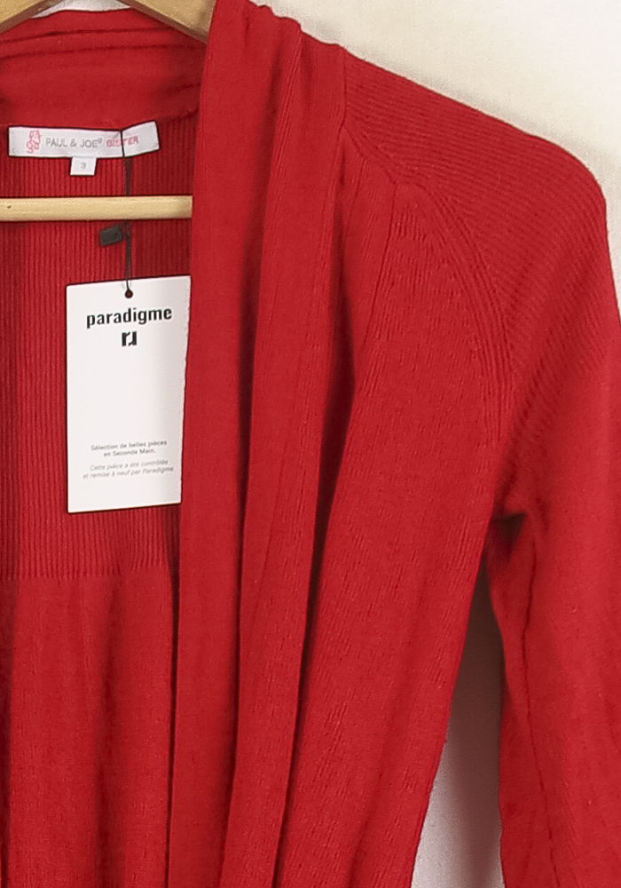 Cardigan Rouge - Taille L/40 de la marque Paul & Joe | PLY1261 - Vendu par Paradigme - Image 3