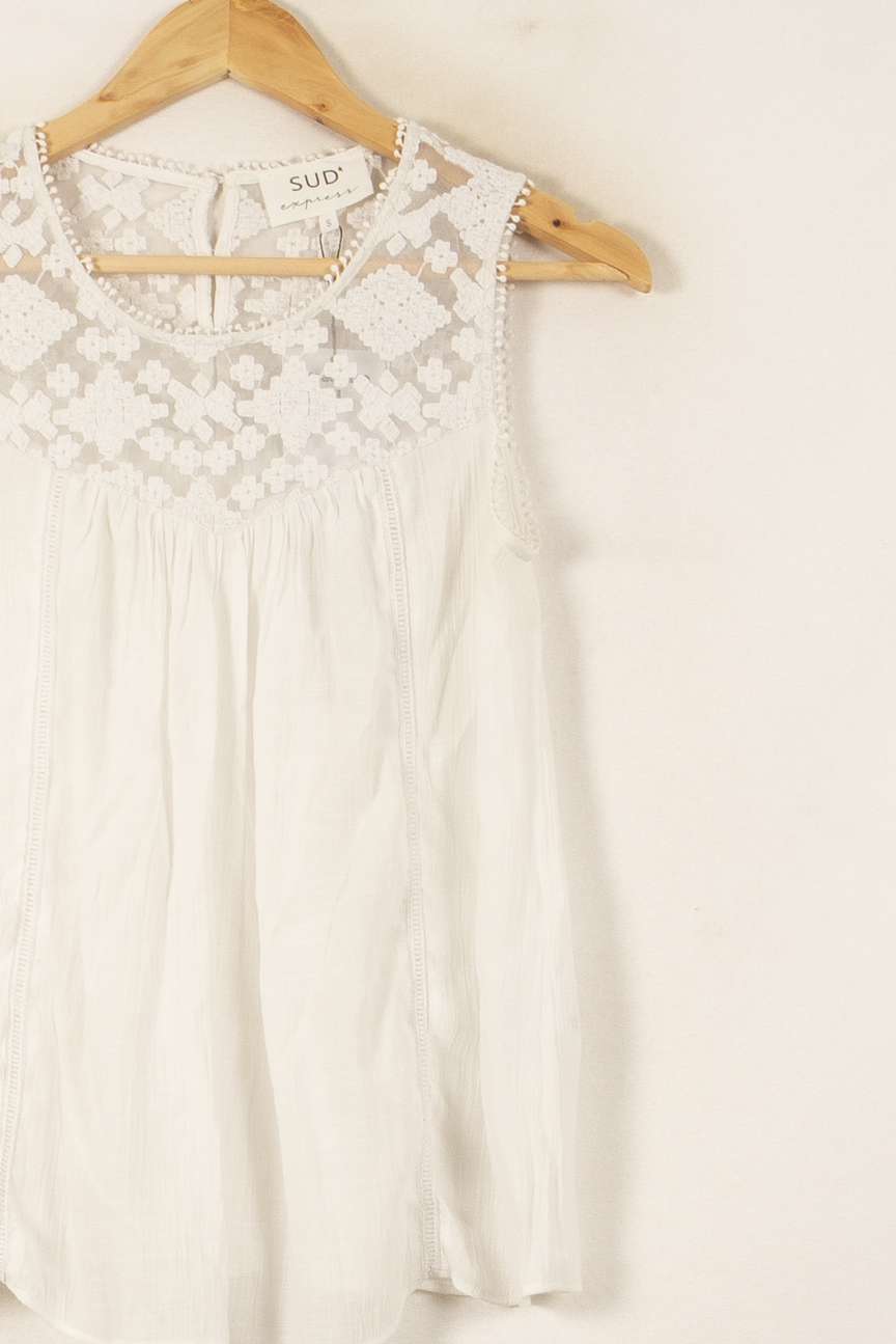 Top Sans Manches Blanc - Taille S/36 de la marque Sud express | PLY1262 - Vendu par Paradigme - Image 3