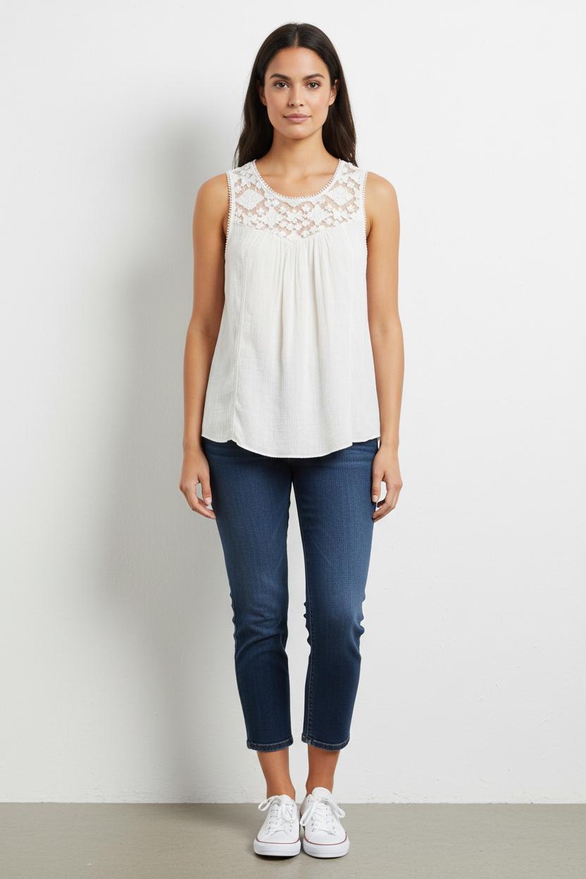Top Sans Manches Blanc - Taille S/36