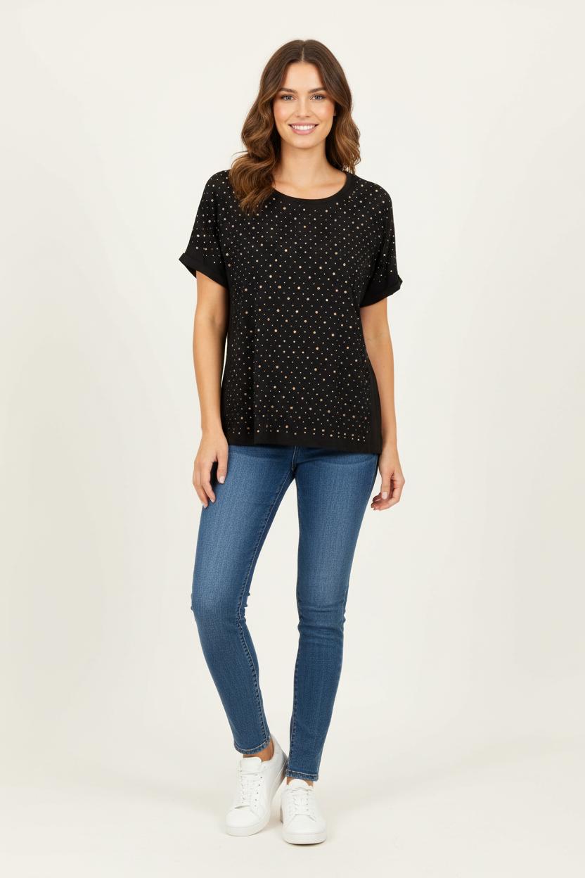 Tee-shirt Noir et Doré - Taille L/40 de la marque Gerard Darel | PLY1266 - Vendu par Paradigme - Image 1