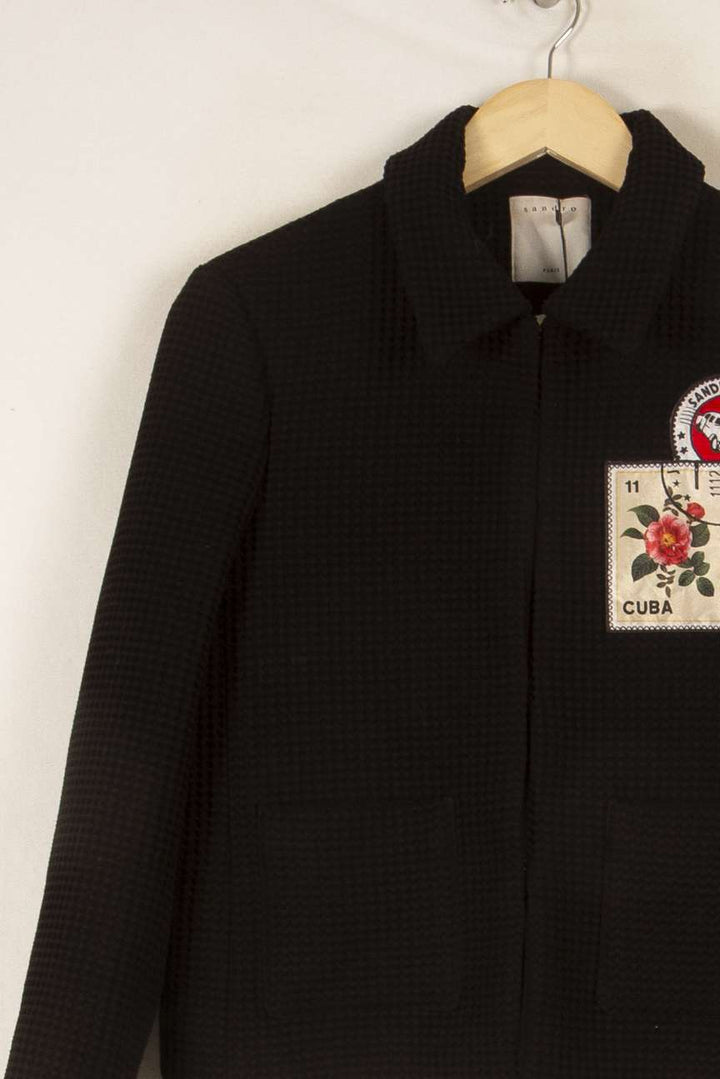 Veste en noir - Taille L/40 de la marque Sandro | PLY1278 - Vendu par Paradigme - Image 2