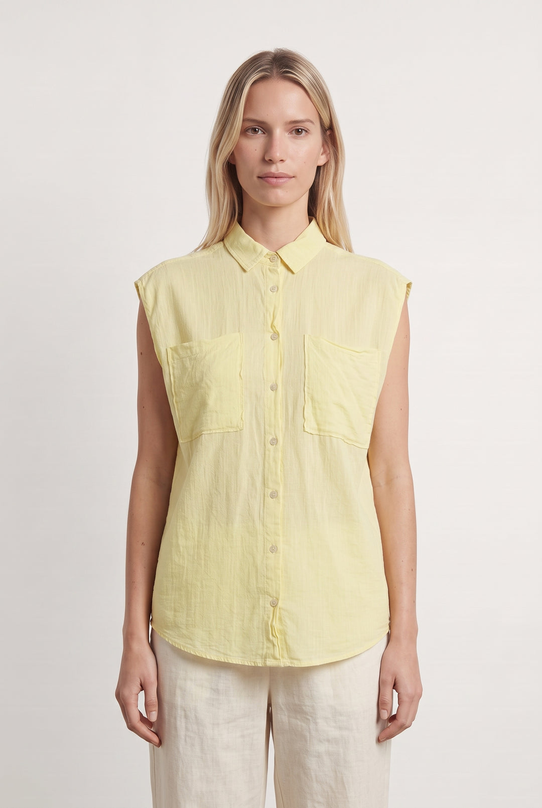 Chemise sans manches jaune - Taille XS/34 de la marque One Step | PLY1300 - Vendu par Paradigme - Image 1
