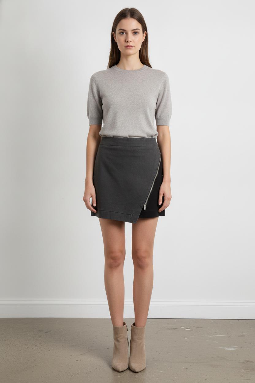 Jupe grise et noire - Taille M/38 de la marque IKKS | PLY1331 - Vendu par Paradigme - Image 1