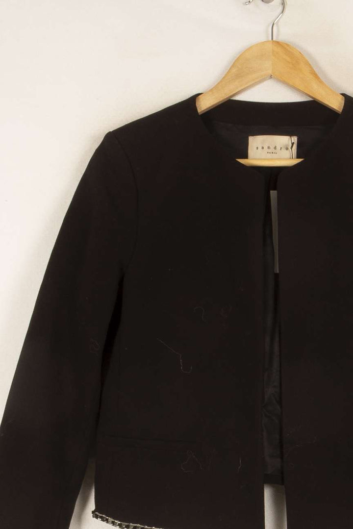 Veste en noir - Taille S/36 de la marque Sandro | PLY1354 - Vendu par Paradigme - Image 2
