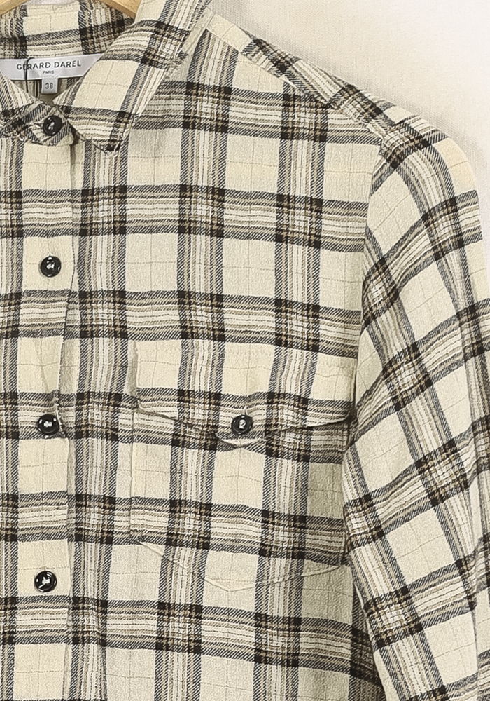 Chemise À Carreaux Beige et Marron - Taille M/38 de la marque Gerard Darel | PLY1383 - Vendu par Paradigme - Image 3