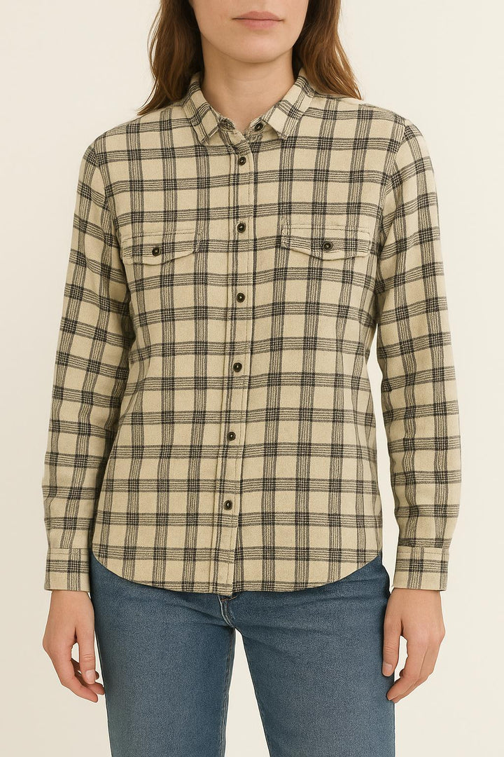 Chemise À Carreaux Beige et Marron - Taille M/38 de la marque Gerard Darel | PLY1383 - Vendu par Paradigme - Image 1