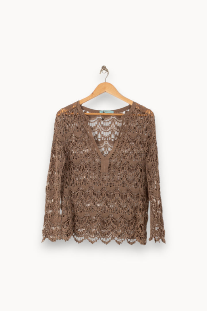 Gilet Marron - Taille S/36 de la marque La Fée Maraboutée | PLY1391 - Vendu par Paradigme - Image 2