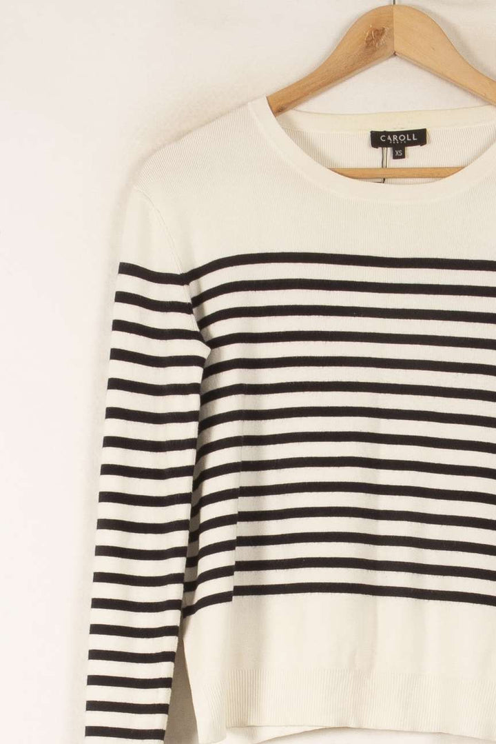 Marinière Blanc et Noir - Taille XS/34 de la marque Caroll | PLYLP11 - Vendu par Paradigme - Image 3