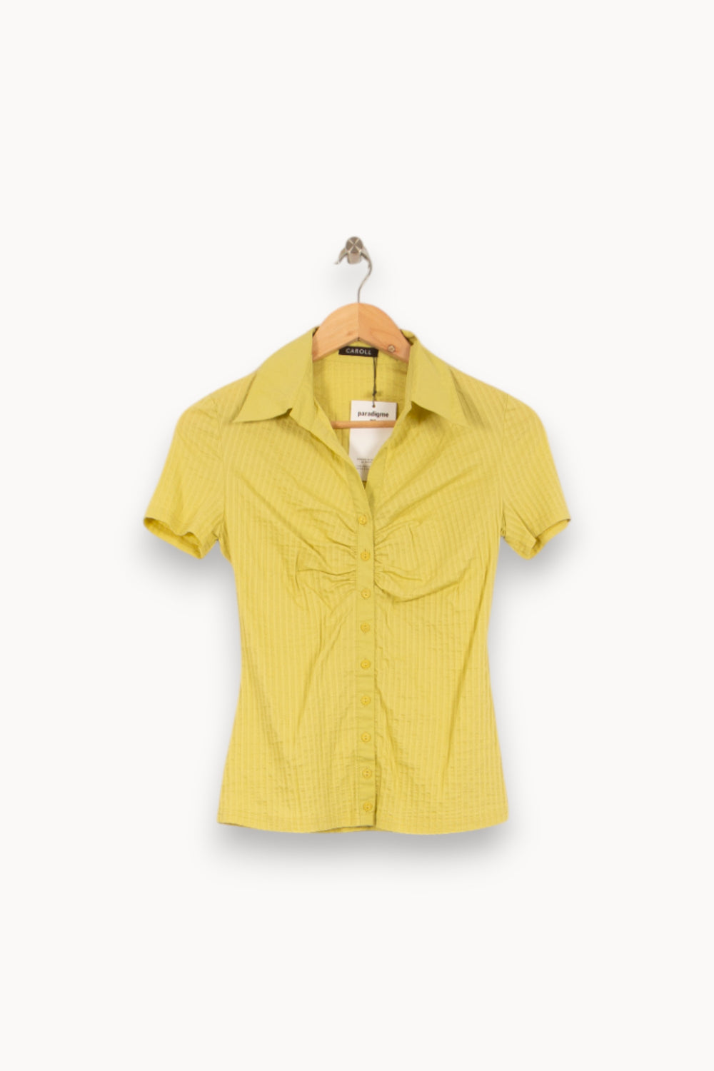 Chemisier Jaune - Taille XS/34 de la marque Caroll | PLYLP17 - Vendu par Paradigme - Image 2