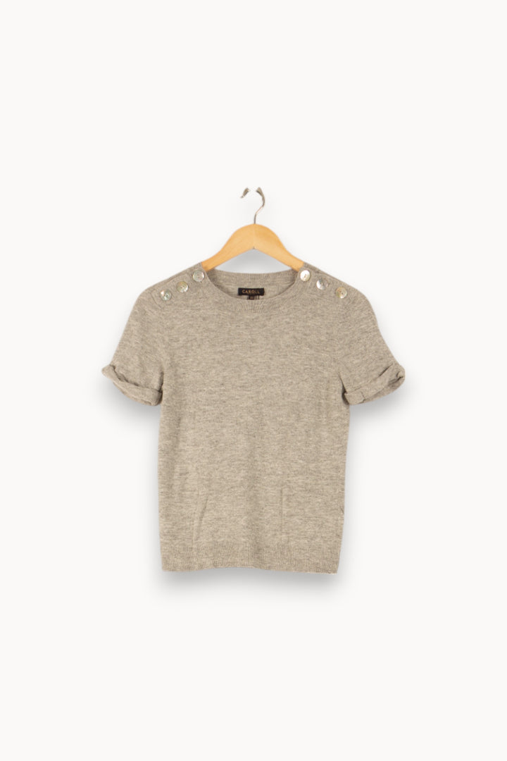 Pull Gris - Taille XS/34 de la marque Caroll | PLYLP5 - Vendu par Paradigme - Image 2