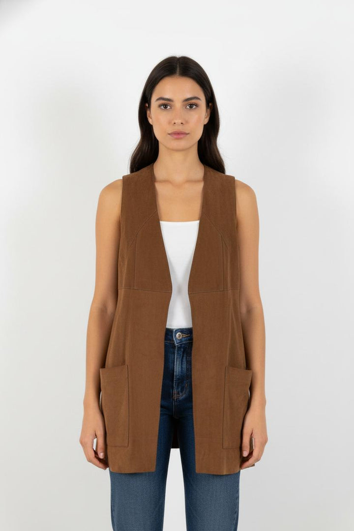 Gilet Sans Manches Marron - Taille S/36