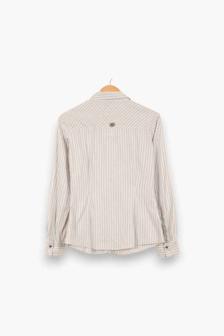 Chemise Rayée Blanche et Grise - Taille M/38 de la marque IKKS | PLYVI3 - Vendu par Paradigme - Image 4