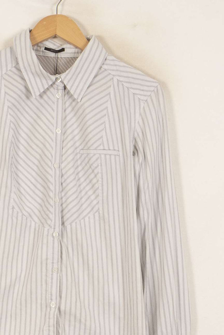 Chemise Rayée Blanche et Grise - Taille M/38 de la marque IKKS | PLYVI3 - Vendu par Paradigme - Image 3