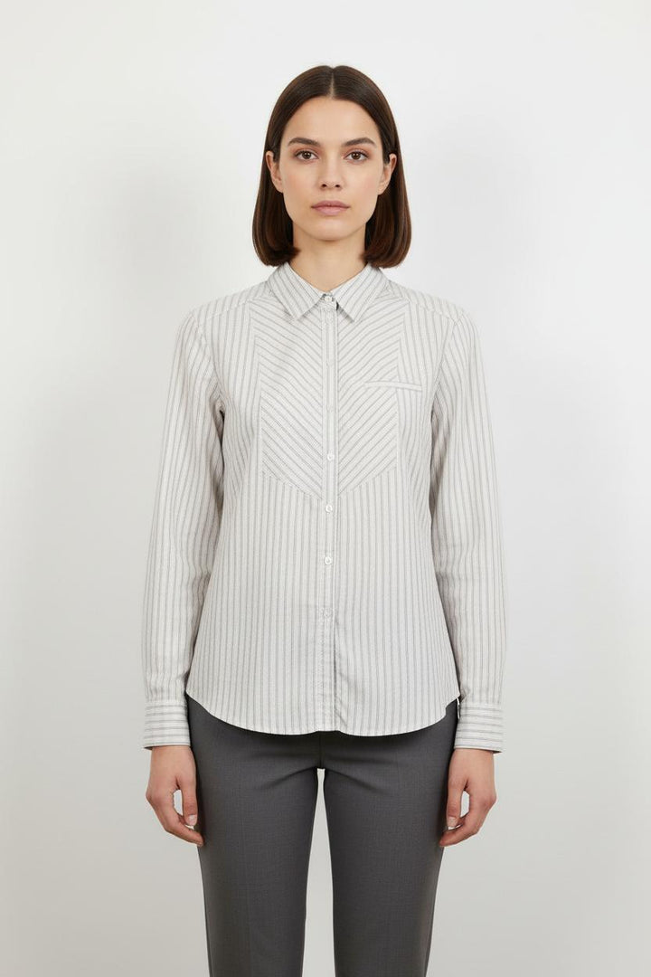Chemise Rayée Blanche et Grise - Taille M/38