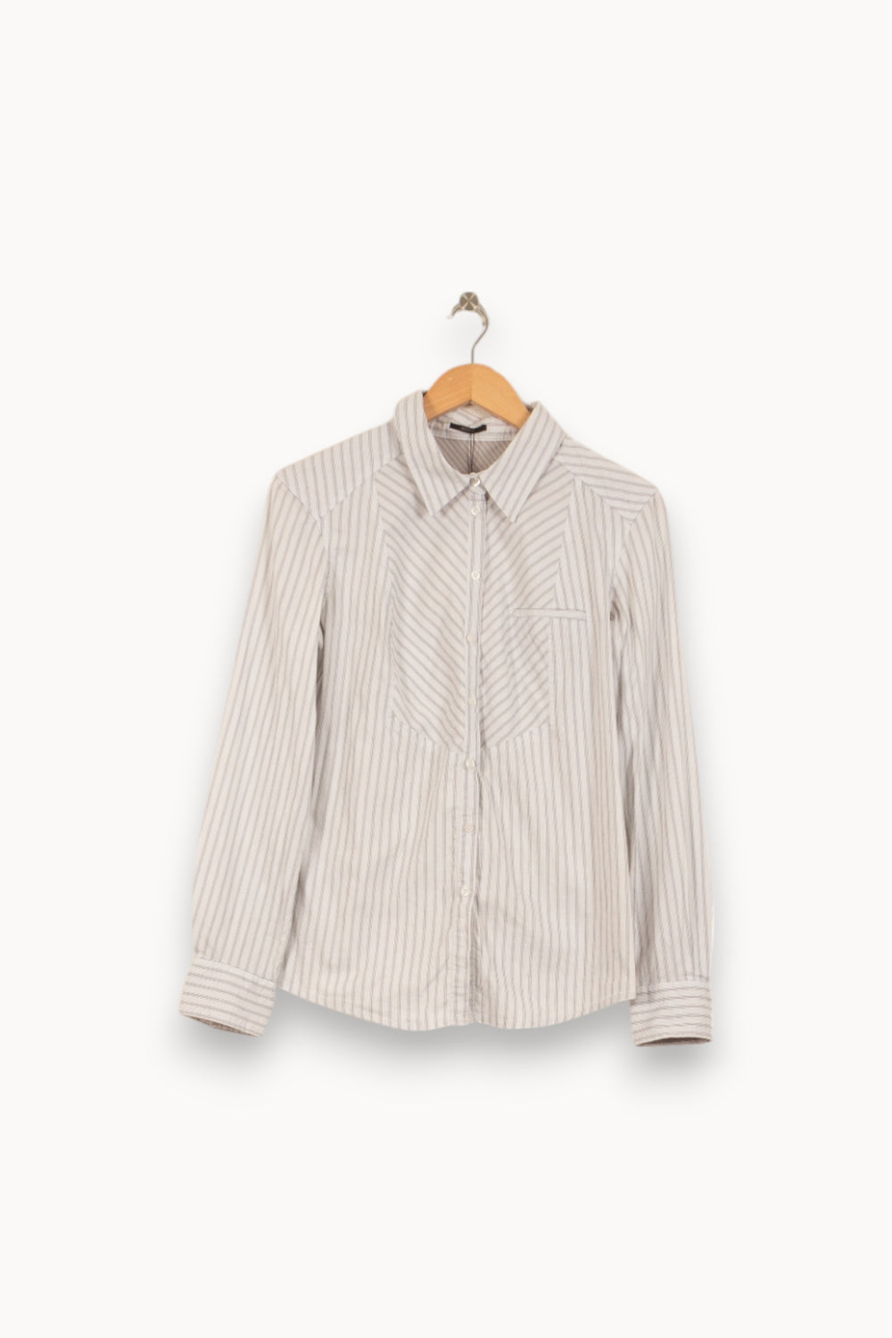 Chemise Rayée Blanche et Grise - Taille M/38 de la marque IKKS | PLYVI3 - Vendu par Paradigme - Image 2