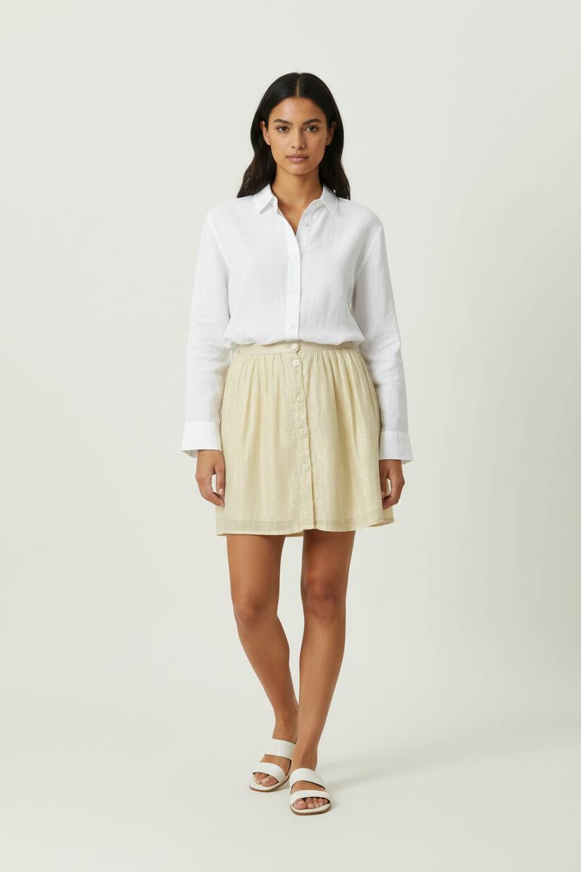 Jupe Courte Dorée - Taille S/36 de la marque Des petits hauts | RVLI0075 - Vendu par Paradigme - Image 1