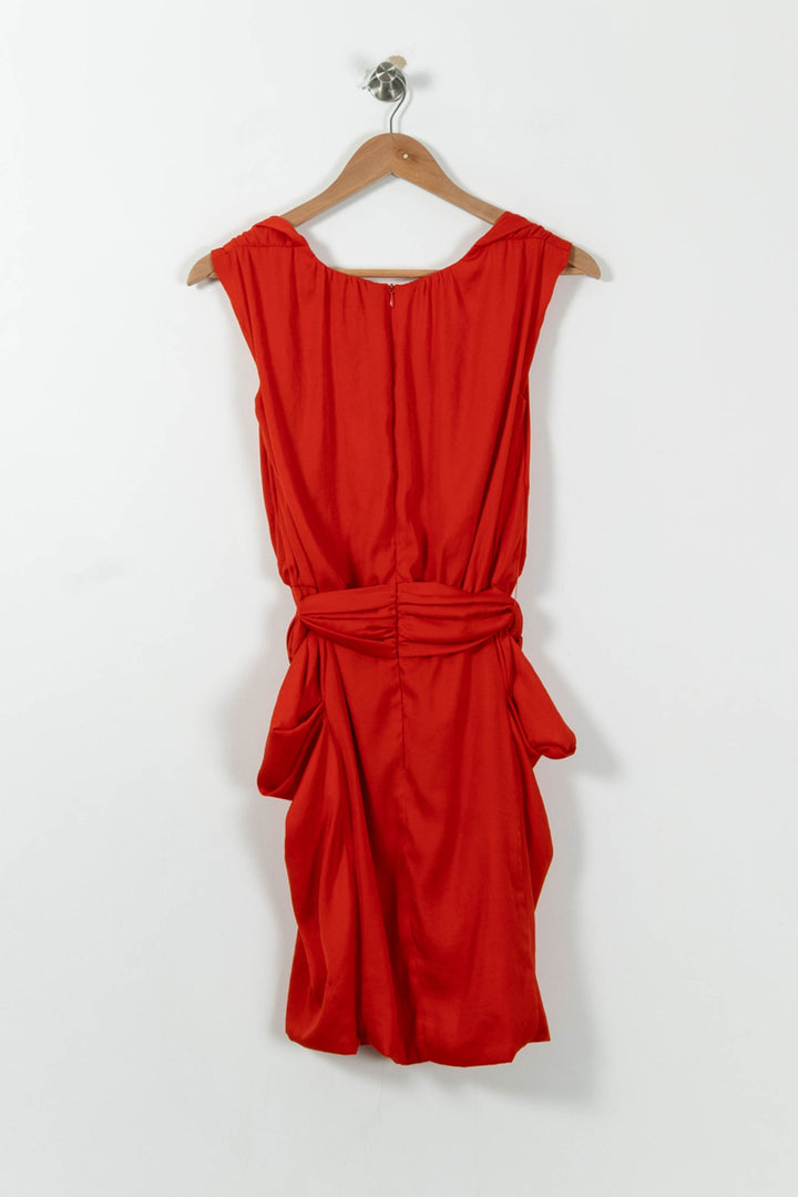 Robe Drapée Rouge - Taille XS/34 de la marque Comptoir des Cotonniers | RVLI0164 - Vendu par Paradigme - Image 4