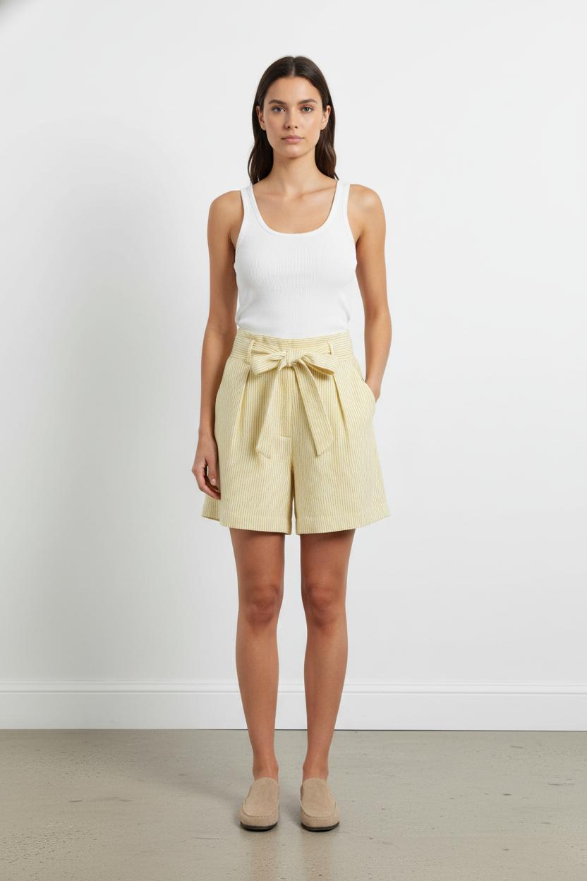 Short Rayé Jaune et Blanc - Taille XS/34 de la marque Parisienne et Alors | RVLI0723 - Vendu par Paradigme - Image 1
