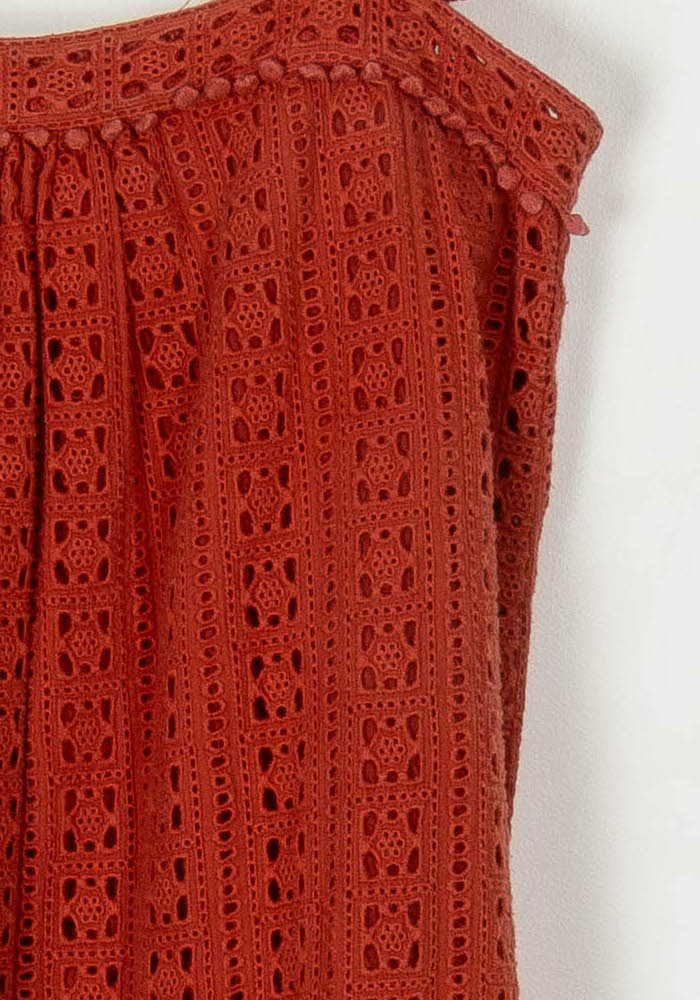 Robe Brodée Orange - Taille XS/34 de la marque Sézane | RVLI0810 - Vendu par Paradigme - Image 3