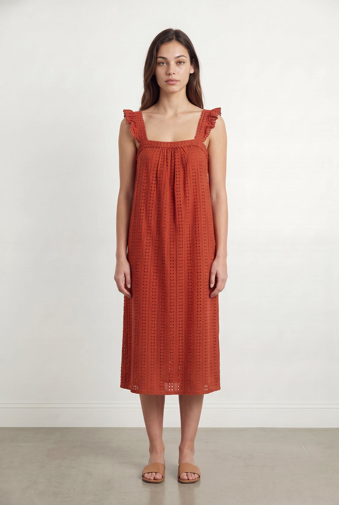 Robe Brodée Orange - Taille XS/34 de la marque Sézane | RVLI0810 - Vendu par Paradigme - Image 1