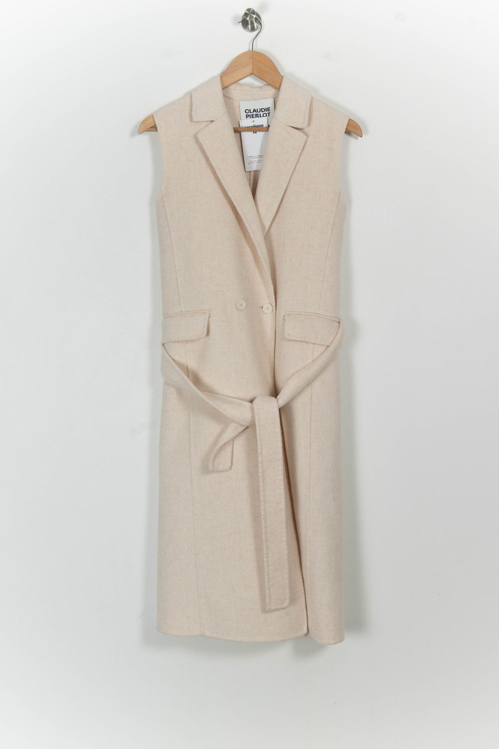 Manteau Sans Manches Beige - Taille XS/34 de la marque Claudie Pierlot | RVLI0881 - Vendu par Paradigme - Image 2