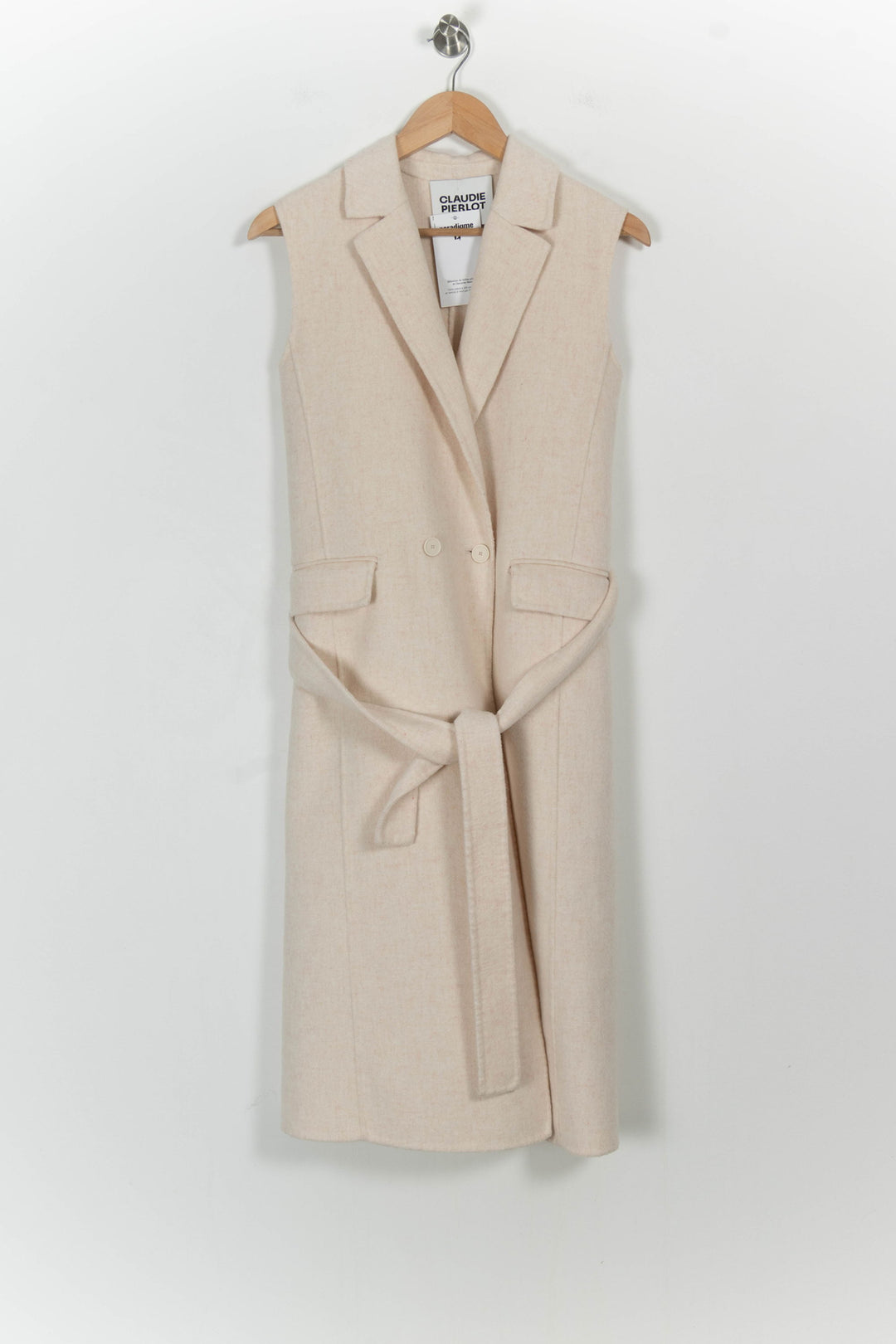 Manteau Sans Manches Beige - Taille XS/34 de la marque Claudie Pierlot | RVLI0881 - Vendu par Paradigme - Image 2
