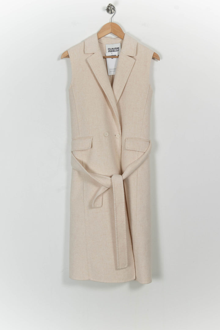 Manteau Sans Manches Beige - Taille XS/34 de la marque Claudie Pierlot | RVLI0881 - Vendu par Paradigme - Image 2