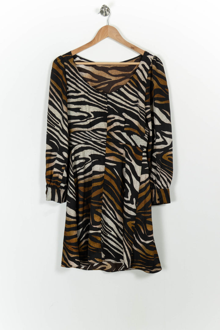 Robe Courte Noire et Marron - Taille S/36 de la marque Tara Jarmon | RVLI0905 - Vendu par Paradigme - Image 4