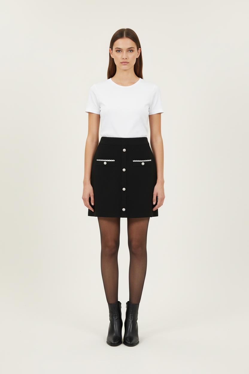 Jupe Courte Noire et Blanche - Taille S/36 de la marque Maje | RVLI0944 - Vendu par Paradigme - Image 1