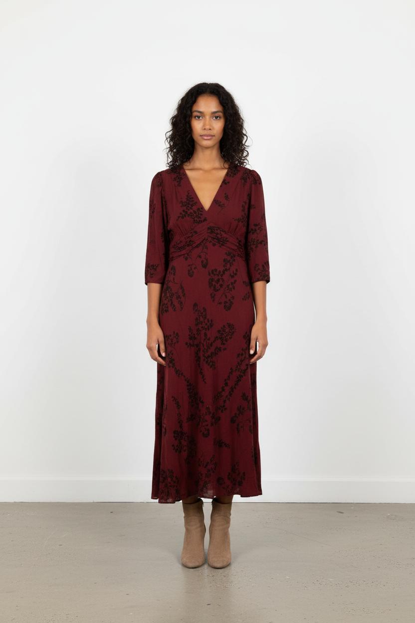 Robe Longue Bordeaux et Noire - Taille S/36