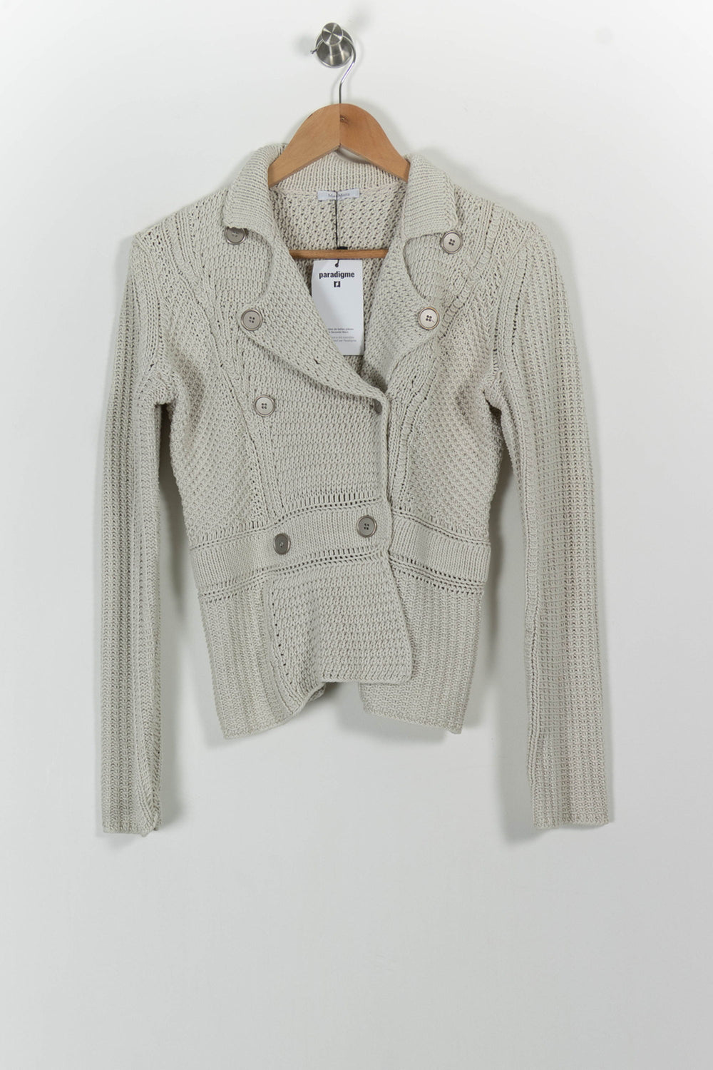 Veste Tricotée Blanche - Taille XL/42 de la marque Max Mara | RVLI1055 - Vendu par Paradigme - Image 2