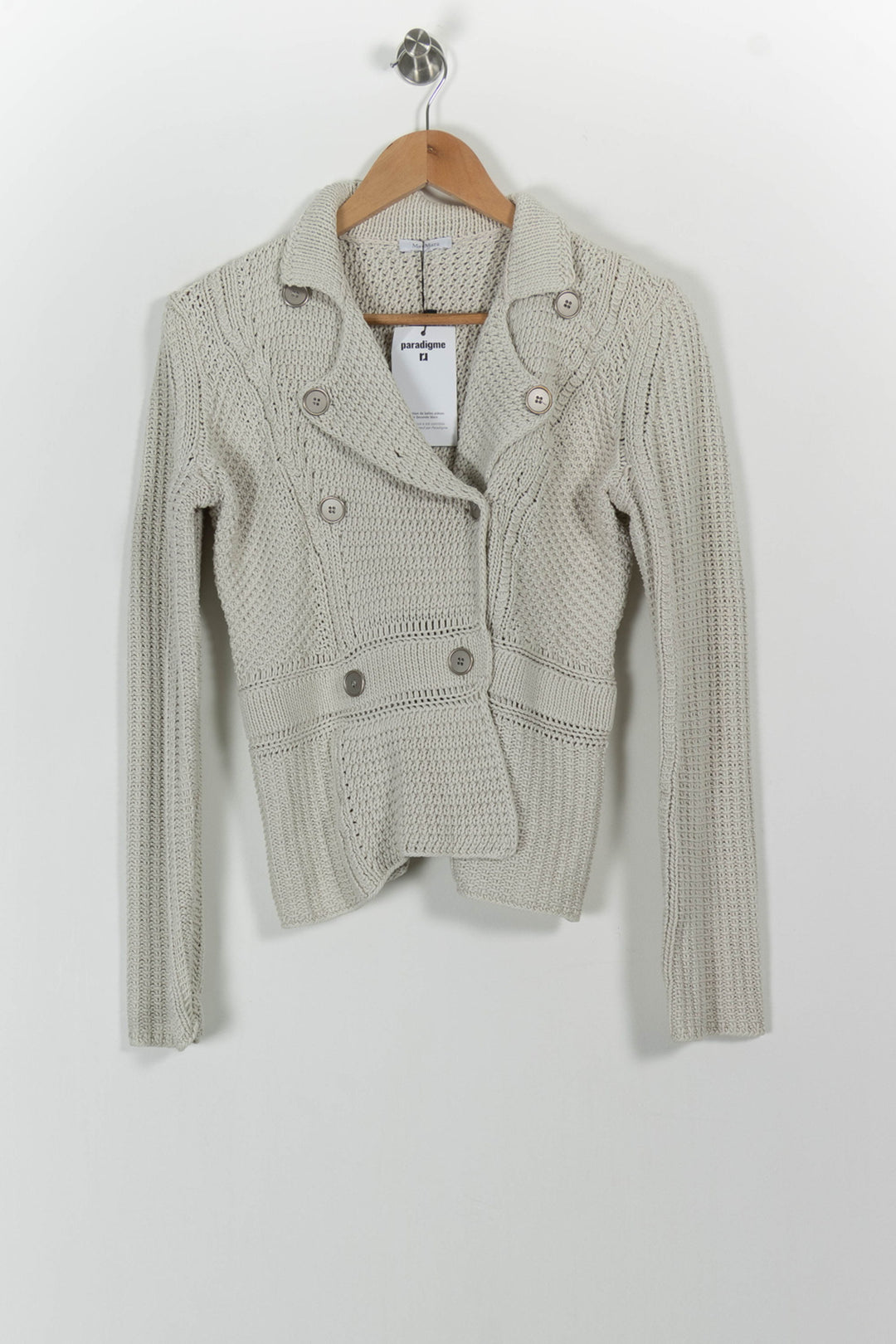 Veste Tricotée Blanche - Taille XL/42 de la marque Max Mara | RVLI1055 - Vendu par Paradigme - Image 2