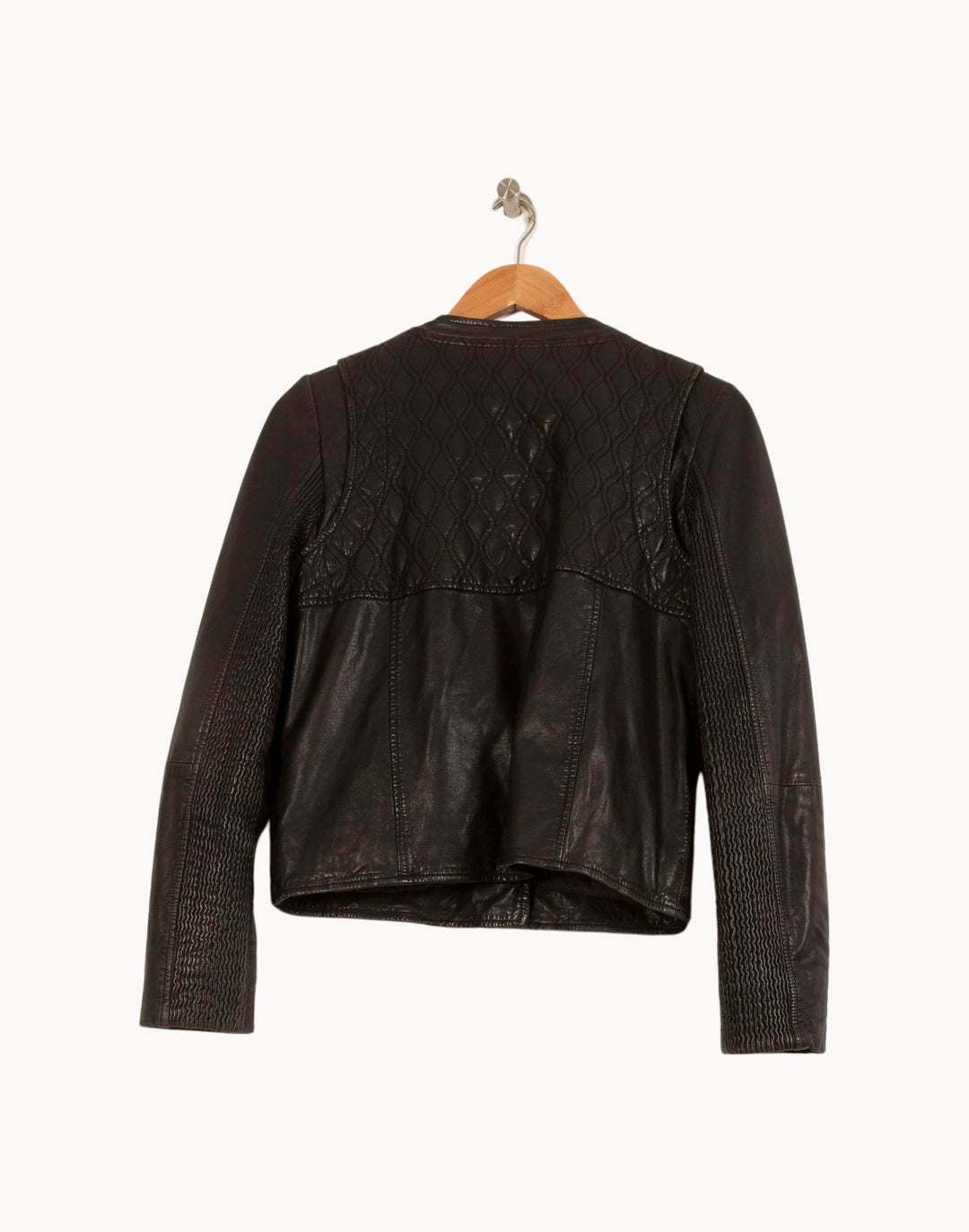 Veste en Cuir Noire - Taille M/38 de la marque Claudie Pierlot | RVLI1083 - Vendu par Paradigme - Image 4