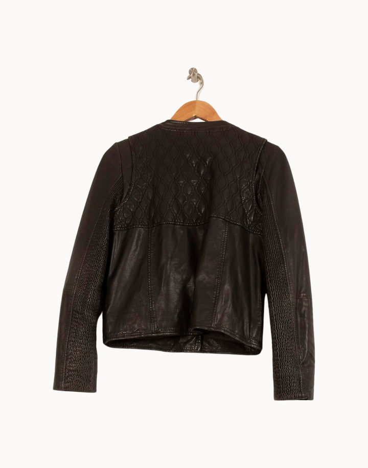 Veste en Cuir Noire - Taille M/38 de la marque Claudie Pierlot | RVLI1083 - Vendu par Paradigme - Image 4