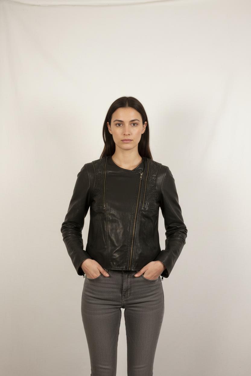 Veste en Cuir Noire - Taille M/38