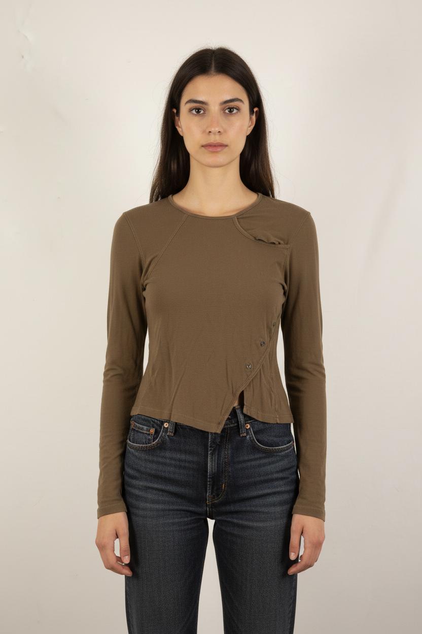 Tee-shirt Manches Longues Vert - Taille M/38