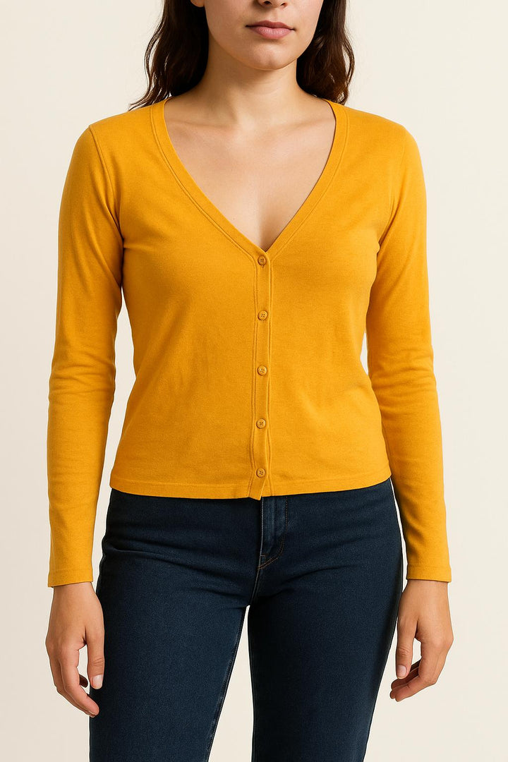 Cardigan Jaune - Taille L/40 de la marque American Vintage | RVLI1130 - Vendu par Paradigme - Image 1