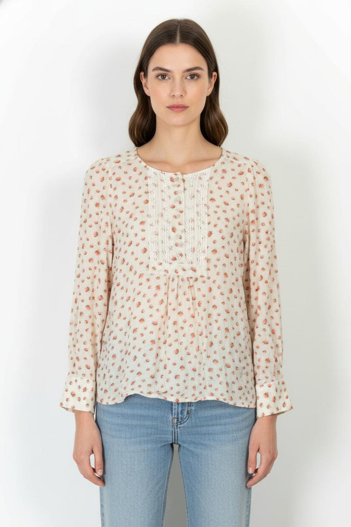 Blouse Fleurie Beige et Rouge - Taille M/38 de la marque Pablo | RVLI1136 - Vendu par Paradigme - Image 1