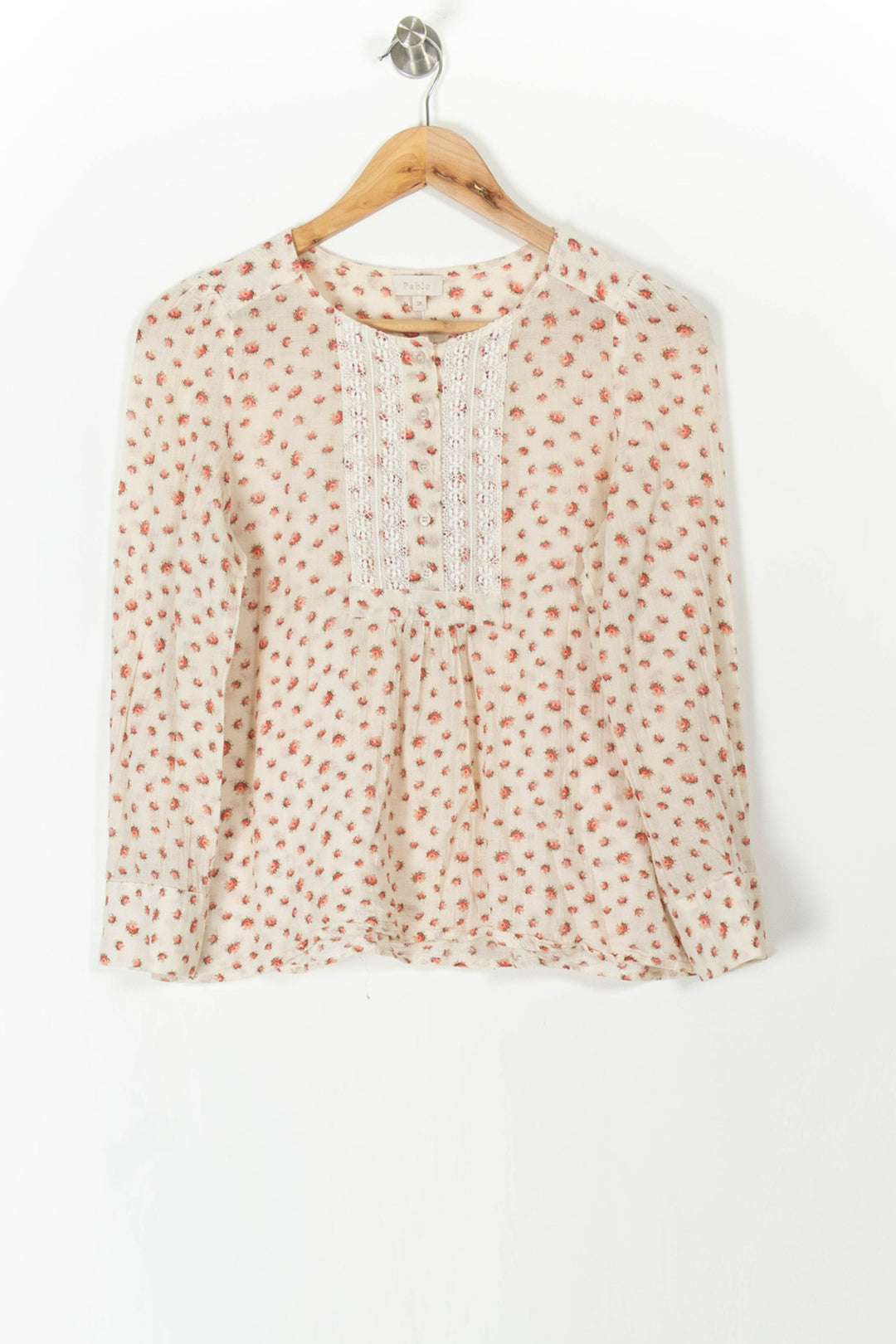 Blouse Fleurie Beige et Rouge - Taille M/38 de la marque Pablo | RVLI1136 - Vendu par Paradigme - Image 2