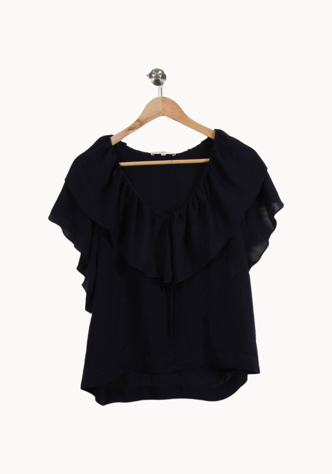 Blouse Volant Bleu - Taille S/36 de la marque Sandro | RVLI1149 - Vendu par Paradigme - Image 2