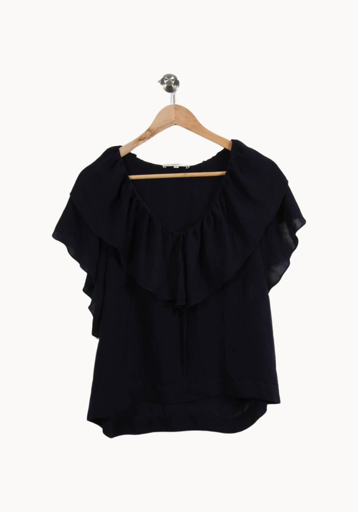 Blouse Volant Bleu - Taille S/36 de la marque Sandro | RVLI1149 - Vendu par Paradigme - Image 2